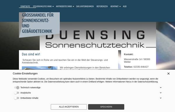 Vorschau von www.duensing-sonnenschutztechnik.de, Duensing-Sonnenschutztechnik Antrieb- und Steuerungstechnik