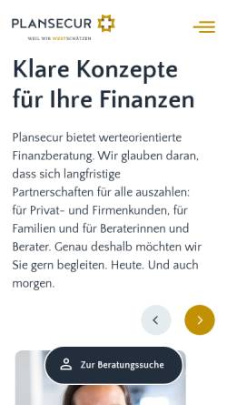 Vorschau der mobilen Webseite plansecur.de, Plansecur Vermögensplanung
