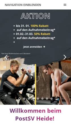 Vorschau der mobilen Webseite www.postsv-heide.de, Postsportverein Heide e.V.