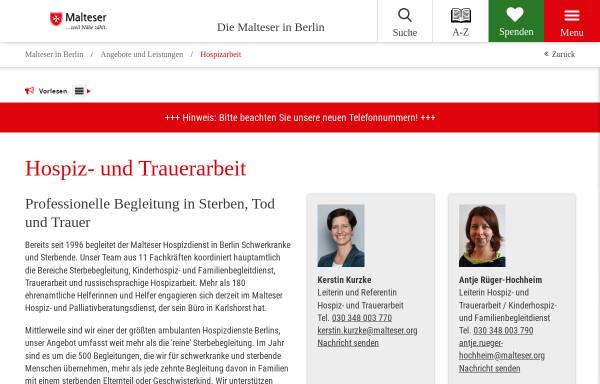 Vorschau von www.malteser-berlin.de, Malteser Berlin - Hospizdienst