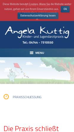 Vorschau der mobilen Webseite www.akuttig.de, Angela Kuttig - Kinderarztpraxis