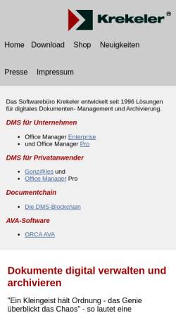 Vorschau der mobilen Webseite www.krekeler.de, Krekeler