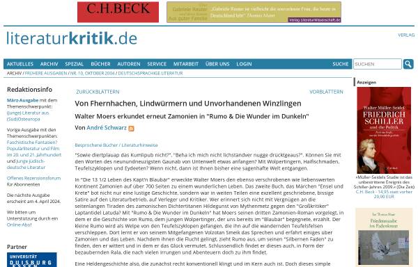 Vorschau von www.literaturkritik.de, Walter Moers: Rumo & Die Wunder im Dunkeln