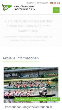 Vorschau der mobilen Webseite www.kanuwanderer.de, Kanu-Wanderer Saarbrücken e.V.
