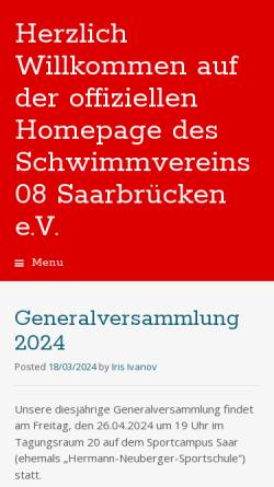 Vorschau der mobilen Webseite www.sv08.de, Schwimmverein 08 e.V.
