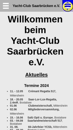 Vorschau der mobilen Webseite www.ycsb.de, YCSB Yacht-Club e.V.