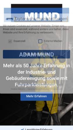 Vorschau der mobilen Webseite www.adam-mund.de, Adam Mund GmbH & Co. KG
