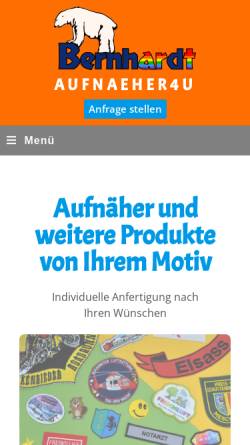 Vorschau der mobilen Webseite aufnaeher4u.de, Aufnaeher4u.de - Frank Bernhardt