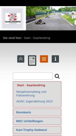 Vorschau der mobilen Webseite www.saarlandring.de, MSC Motorsportclub Uchtelfangen e.V.