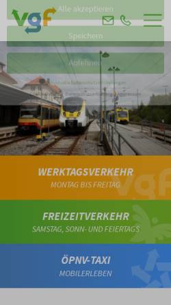 Vorschau der mobilen Webseite www.vgf-info.de, VGF Verkehrs-Gemeinschaft Landkreis Freudenstadt