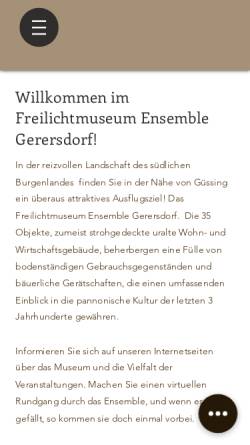 Vorschau der mobilen Webseite www.freilichtmuseum-gerersdorf.at, Freilichtmuseum Gerersdorf