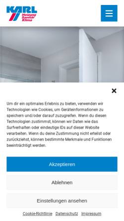 Vorschau der mobilen Webseite www.karl-heizung-sanitaer.de, Karl Heizung-Ölfeuerung, Sanitäre Anlagen GmbH