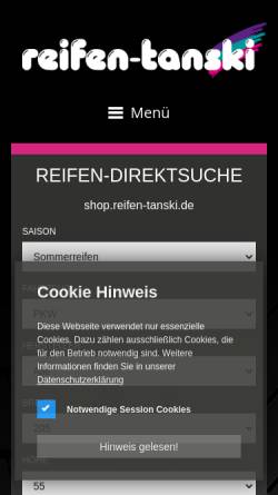 Vorschau der mobilen Webseite www.reifen-tanski.de, Reifen Tanski