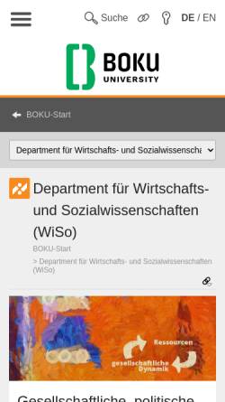 Vorschau der mobilen Webseite www.wiso.boku.ac.at, Institut für Sozioökonomik der Forst- und Holzwirtschaft