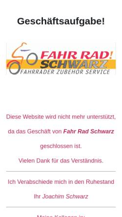 Vorschau der mobilen Webseite www.fahr-rad-schwarz.com, Fahr Rad! Schwarz