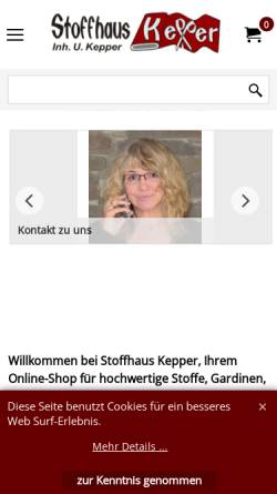 Vorschau der mobilen Webseite www.stoffhaus-kepper.de, Stoffhaus Kepper