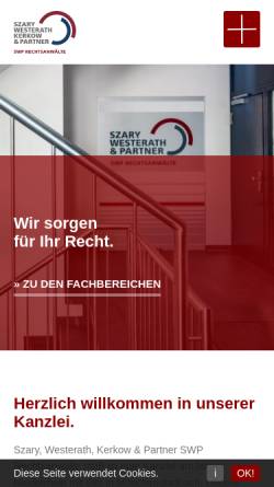 Vorschau der mobilen Webseite swpmg.de, Szary, Pohlen, Westerath und Partner GbR; Rechtsanwälte