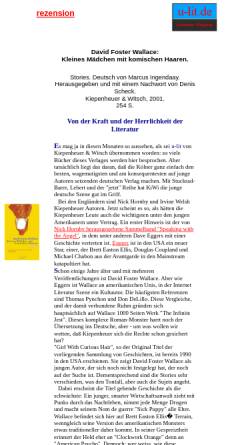 Vorschau der mobilen Webseite www.u-lit.de, David Foster Wallace: Kleines Mädchen mit komischen Haaren