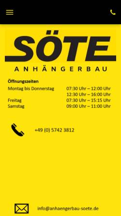 Vorschau der mobilen Webseite www.anhaengerbau-soete.de, Anhängerbau Söte