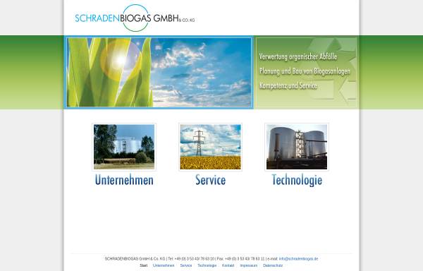 Vorschau von www.schradenbiogas.de, SchradenBiogas GmbH & Co. KG