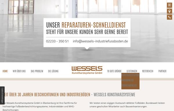 Vorschau von www.wessels-industriefussboden.de, Wessels Kunstharzsysteme GmbH