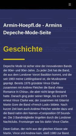 Vorschau der mobilen Webseite armin-hoepfl.de, Armins Depeche Mode Seite