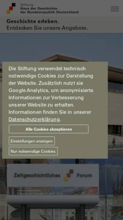 Vorschau der mobilen Webseite www.hdg.de, Bonn, Haus der Geschichte der BRD