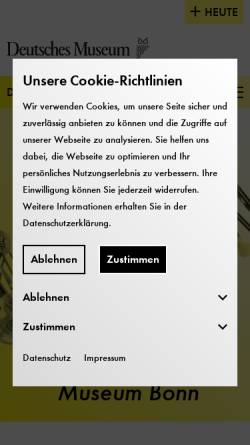 Vorschau der mobilen Webseite www.deutsches-museum.de, Deutsches Museum Bonn: Forschung und Technik in Deutschland nach 1945