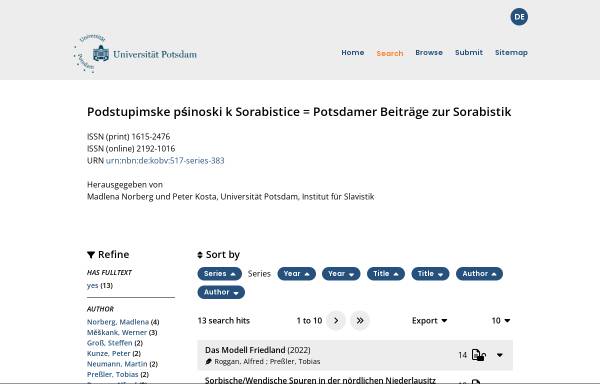 Vorschau von publishup.uni-potsdam.de, Potsdamer Beiträge zur Sorabistik