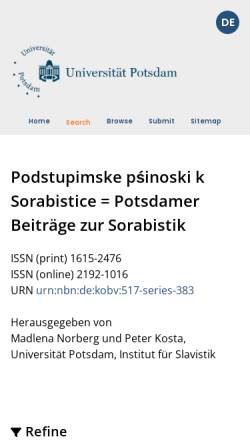 Vorschau der mobilen Webseite publishup.uni-potsdam.de, Potsdamer Beiträge zur Sorabistik