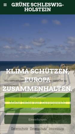 Vorschau der mobilen Webseite sh-gruene.de, Bündnis 90/Die Grünen Landesverband Schleswig-Holstein