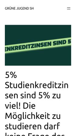 Vorschau der mobilen Webseite gruene-jugend-sh.de, Grüne Jugend Schleswig-Holstein