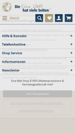 Vorschau der mobilen Webseite www.eine-welt-shop.de, MVG Medienproduktion und Vertriebsgesellschaft