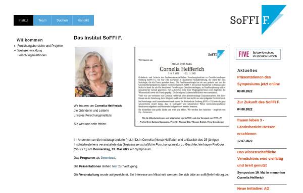 Vorschau von www.soffi-f.de, Sozialwissenschaftliches Frauenforschungsinstitut der Kontaktstelle für praxisorientierte Forschung e.V. (SoFFI K.)