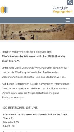 Vorschau der mobilen Webseite www.trierer-buecher.de, Gesellschaft der Freunde und Förderer der Stadtbibliothek Trier e. V.