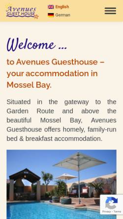 Vorschau der mobilen Webseite www.avenues-guesthouse.com, Avenues Guesthouse