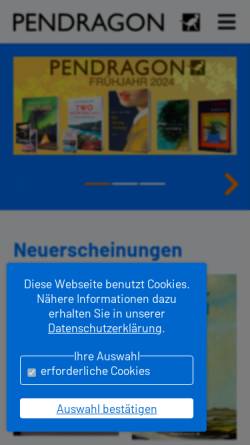 Vorschau der mobilen Webseite www.pendragon.de, Pendragon Verlag, Günther Butkus