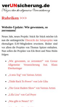 Vorschau der mobilen Webseite www.verunsicherung.de, Alex's Totalverunsichertpage