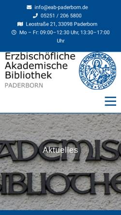 Vorschau der mobilen Webseite www.eab-paderborn.org, Erzbischöfliche Akademische Bibliothek Paderborn
