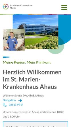 Vorschau der mobilen Webseite www.marien-kh-gmbh.de, St. Marien-Krankenhaus Ahaus-Vreden