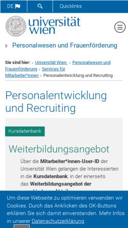 Vorschau der mobilen Webseite personalwesen.univie.ac.at, Personalentwicklung der Universität Wien