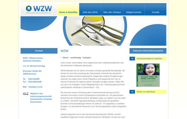 Vorschau von www.w-z-w.de, Wählerverband Zahnärzte Westfalen e.V. (WZW)