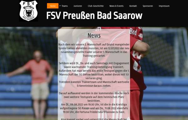 Vorschau von www.fsv-preussen-bad-saarow.de, FSV Preußen Bad Saarow e.V.