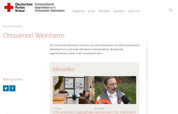 Vorschau von drk-weinheim.de, DRK-Weinheim Homepage