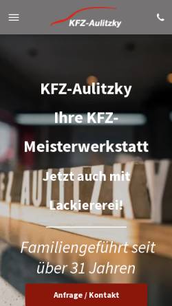 Vorschau der mobilen Webseite www.kfz-aulitzky.de, KFZ-Aulitzky