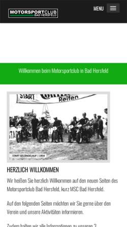 Vorschau der mobilen Webseite www.msc-bad-hersfeld.de, Motorsportclub Bad Hersfeld e.V