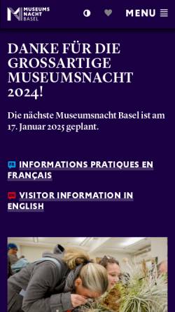 Vorschau der mobilen Webseite www.museumsnacht.ch, Basler Museumsnacht