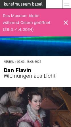 Vorschau der mobilen Webseite kunstmuseumbasel.ch, Kunstmuseum Basel