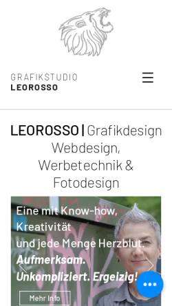 Vorschau der mobilen Webseite www.leorosso.de, Grafikstudio Leorosso, Inhaberin Brigitte Bonaposta