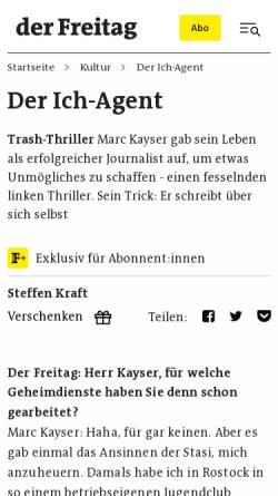 Vorschau der mobilen Webseite www.freitag.de, Trash-Thriller: Der Ich-Agent